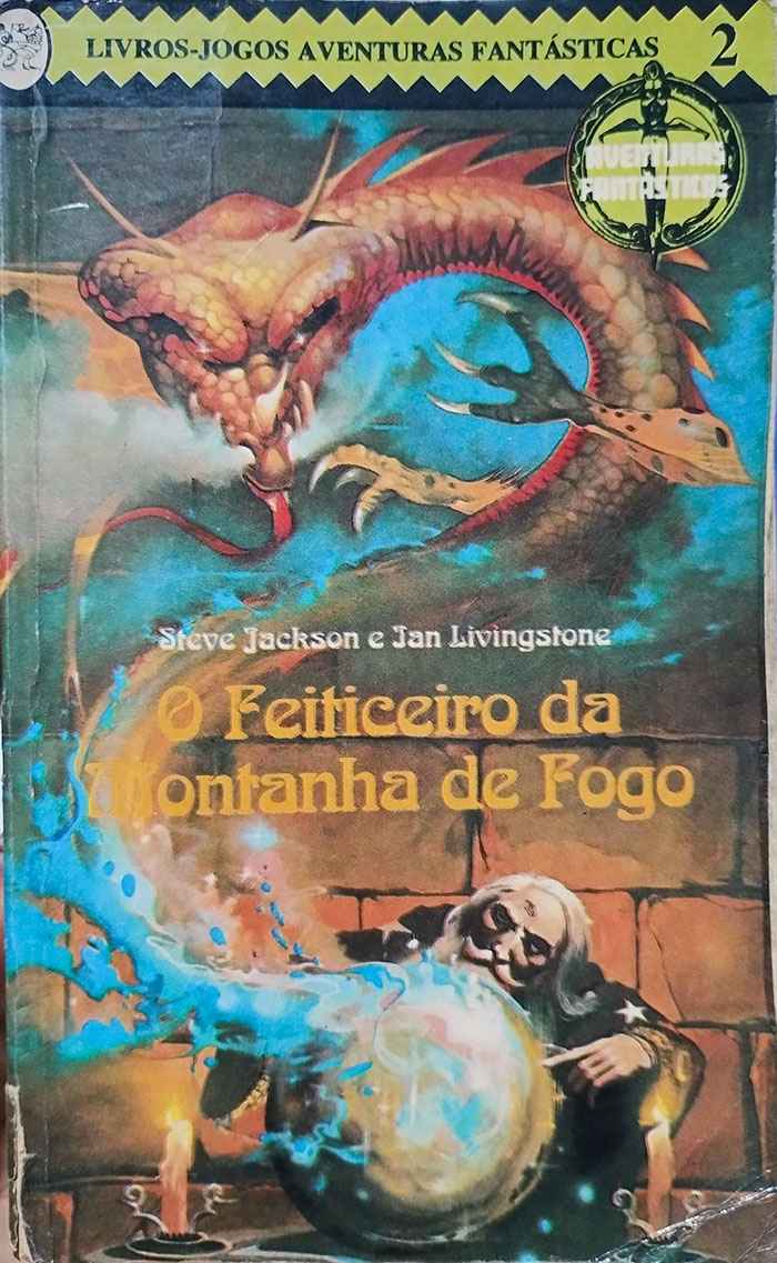 Capa de O Feiticeiro da Montanha de Fogo Steve Jackson e Ian Livingstone 