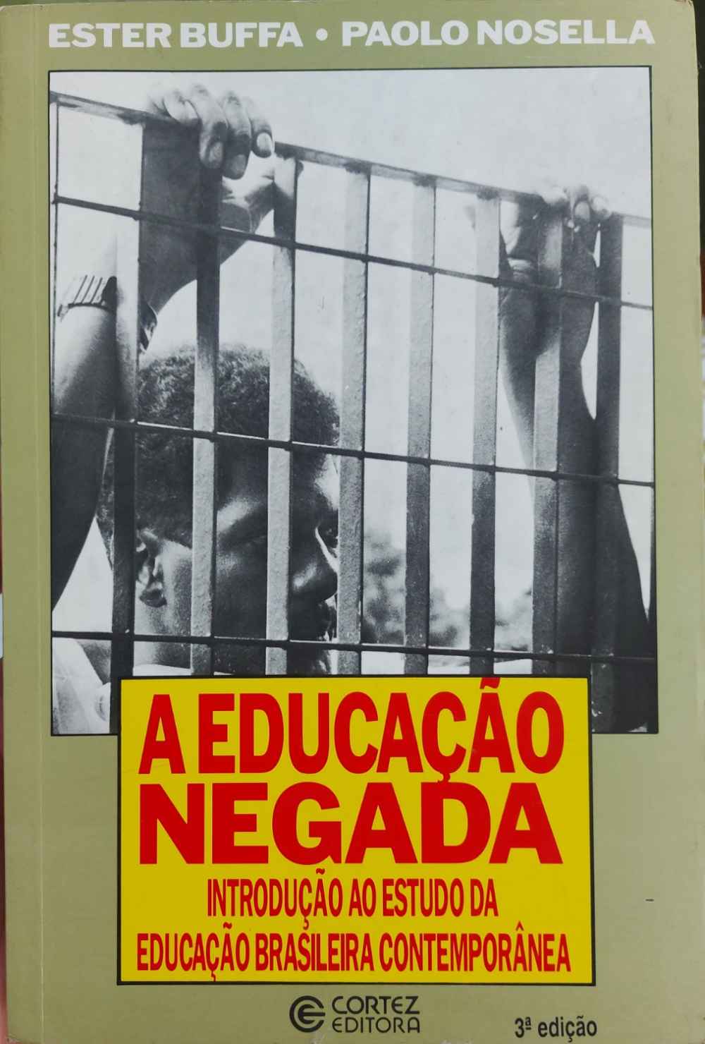 Capa de A educação negada: introdução ao estudo da educação brasileira contemporânea Ester Buffa e Paolo Nosella 